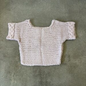 Hand-Knit blush short sleeve Sweater Top